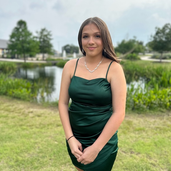Emerald Sundae Dark Green Mini Dress - Picture 1 of 4